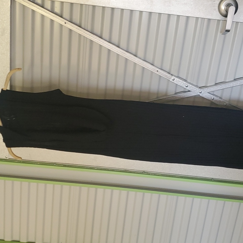 CHIC BODYCON DRESS Black knit Ribbed plunging cowel neck Maxi dress